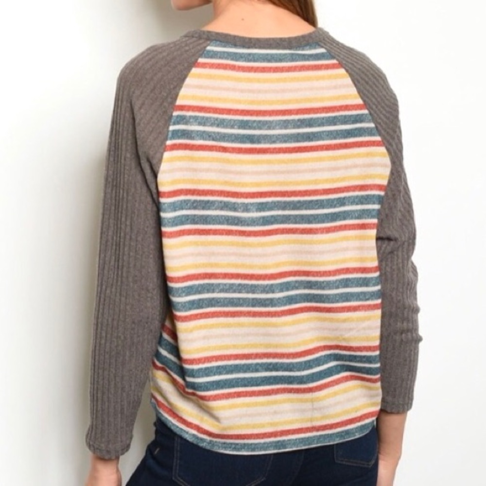 Mocha Striped Long Sleeve Cardigan Size S - Picture 4 of 9